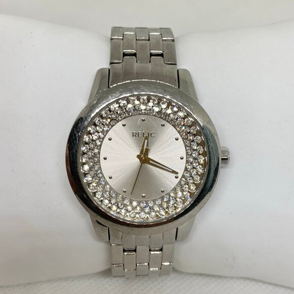 Relic women watch silver tone rhinestones 35mm quartz all stainless 6.5” running - Picture 1 of 8